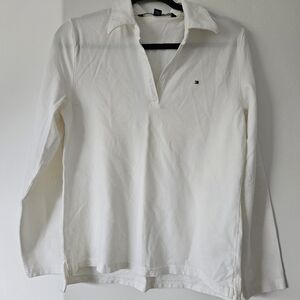 Tommy Hilfiger White Long Sleeve Tee with Relaxed Fit